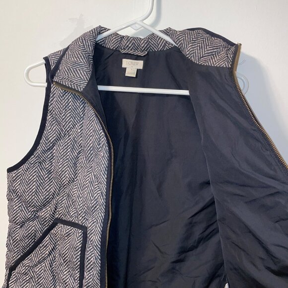 J. Crew Womens Herringbone Quilted Vest With Pockets & Gold Zipper Size Small - Picture 8 of 8